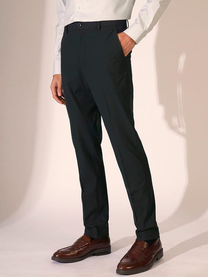 Dark Grey Mid Rise Slim Fit Trousers