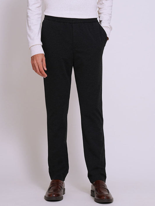 Dark Grey Slim Fit Jersey Flex Trousers