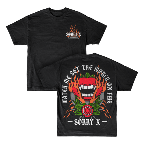 sorry x Disease Black - Tee front and back