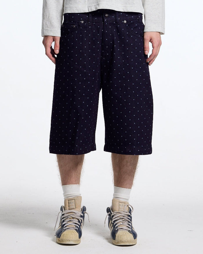 DOT CLUB SHORTS BLACK - black polka dot shorts, front view on male model - Cold Culture #man