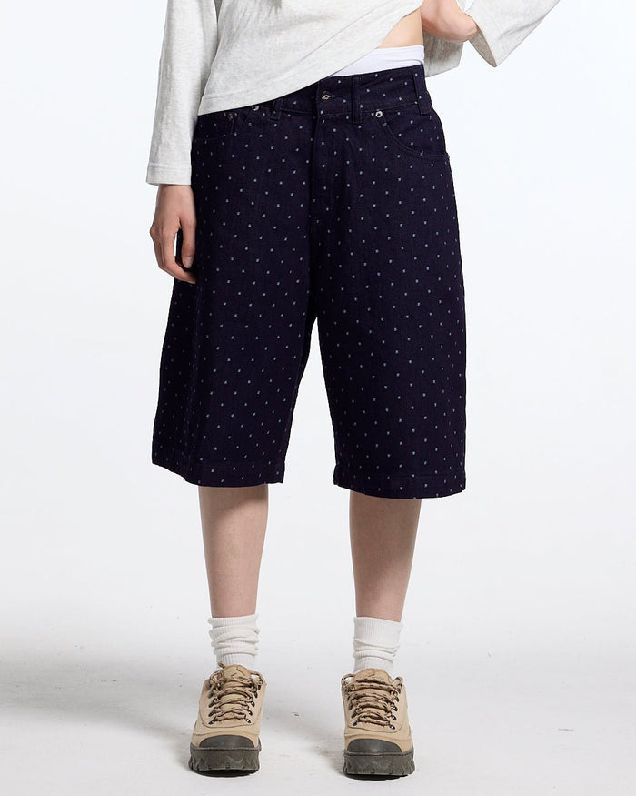 DOT CLUB SHORTS BLACK - black polka dot shorts, front view on female model - Cold Culture #woman