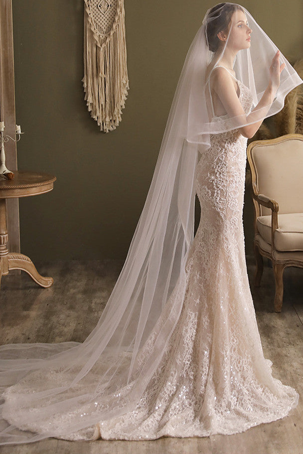 Double Layer White Mesh Bridal Veil