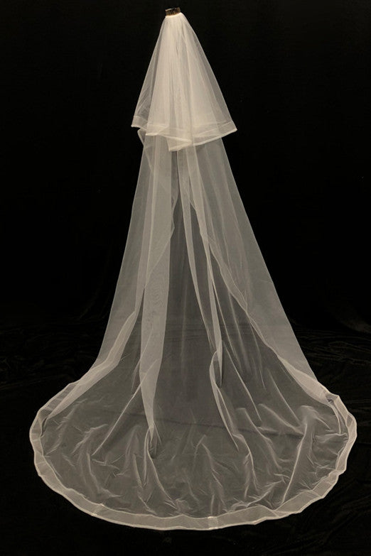 Double Layer White Mesh Bridal Veil