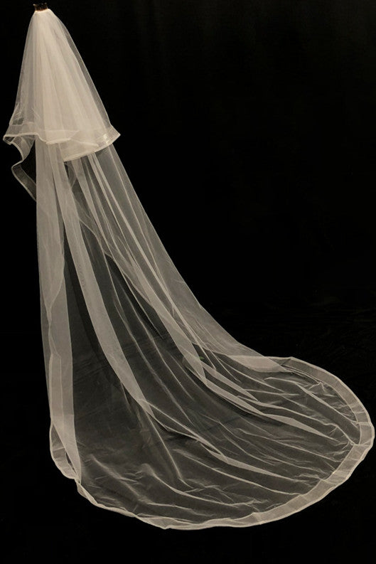 Double Layer White Mesh Bridal Veil