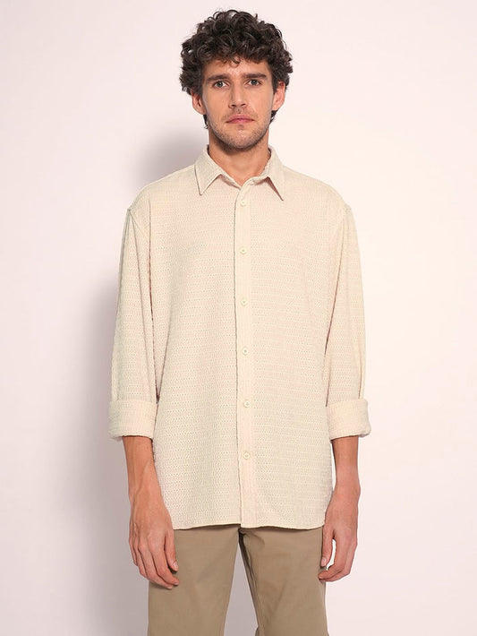 Ecru Textured Cotton Shirt