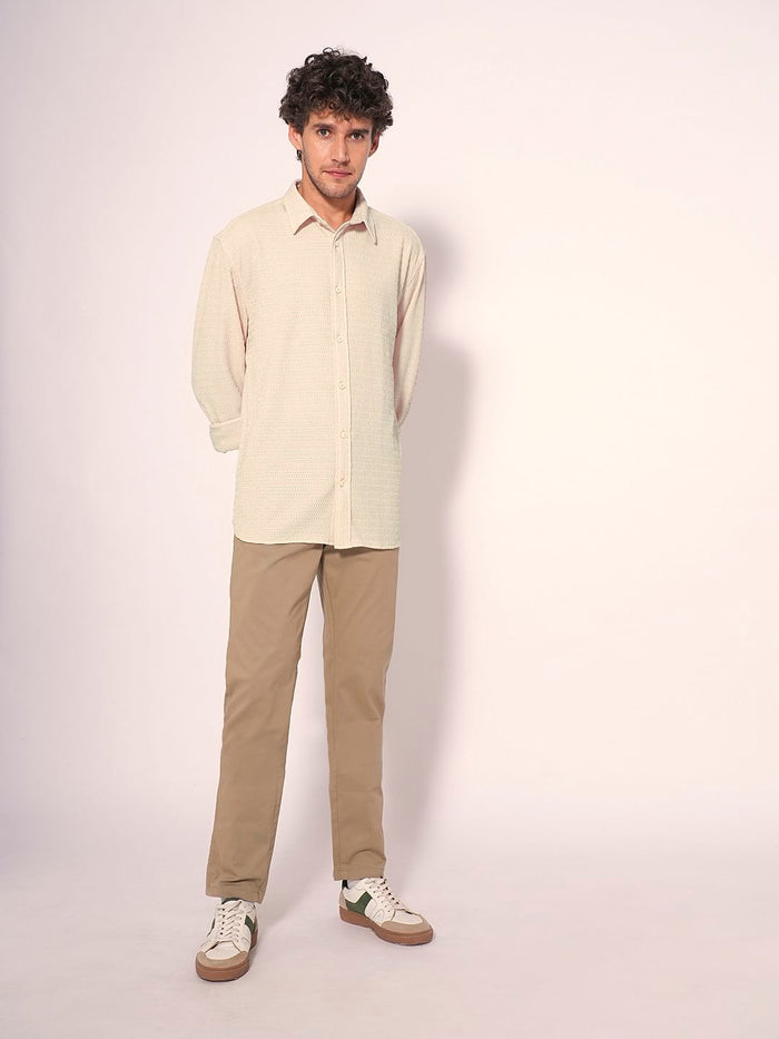 Ecru Textured Cotton Shirt