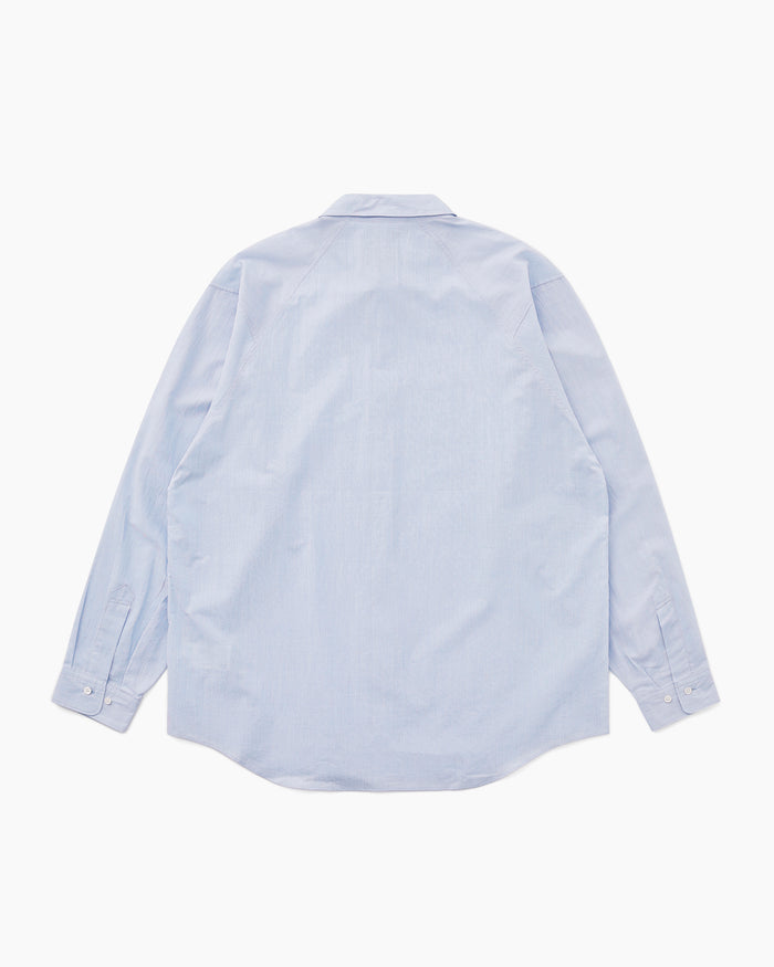 Fine Cotton Seersucker Striped Shirt Saxe