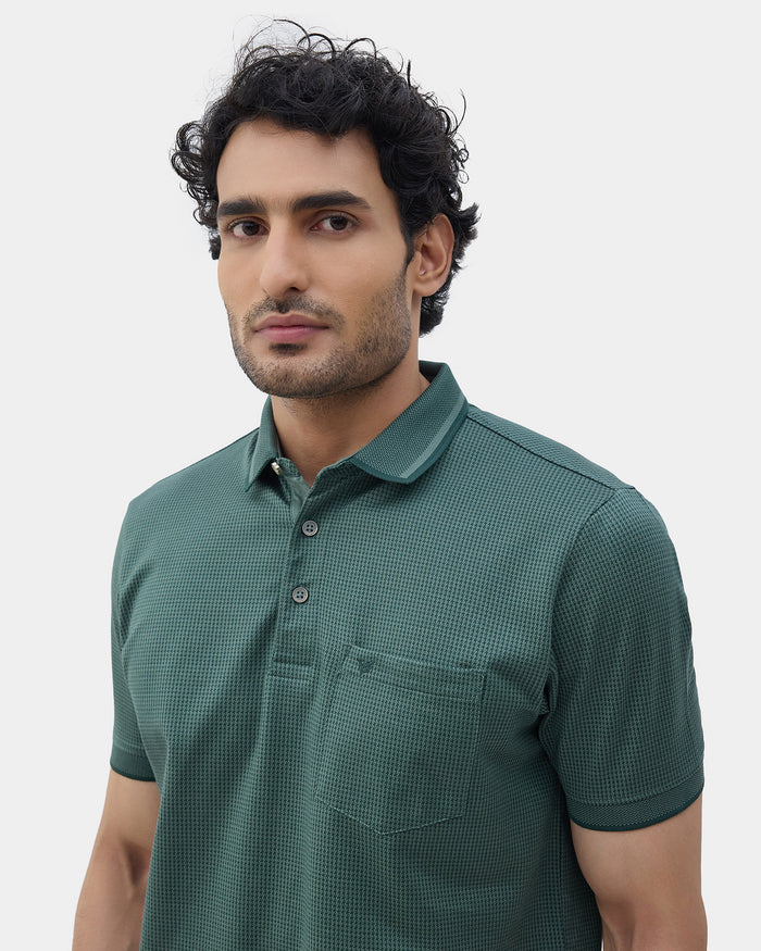 Forest Green Textured Polo - Bomi