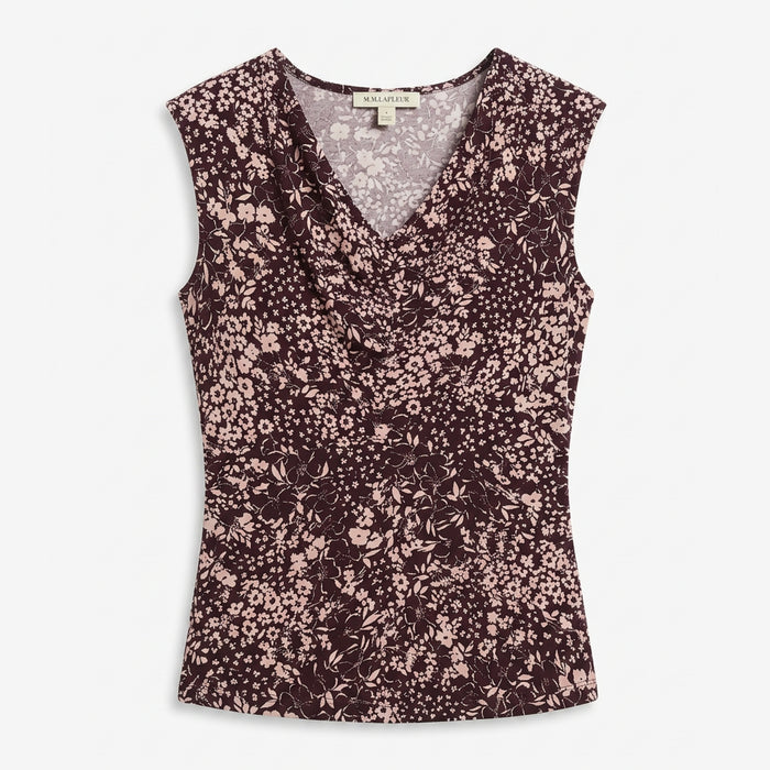 Floral sleeveless top on a white background