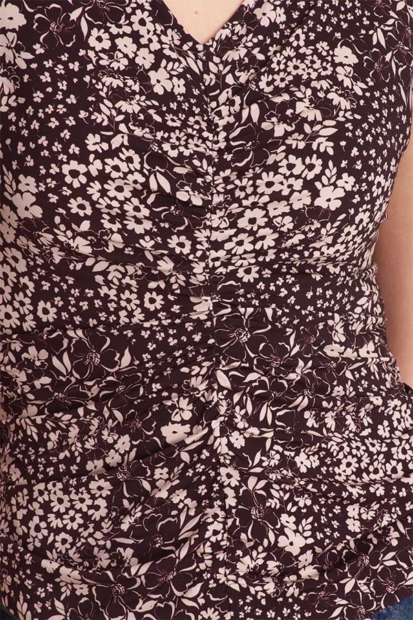 Close-up of a floral patterned dress with a focus on the fabric texture. | Exclude | Grid Hover