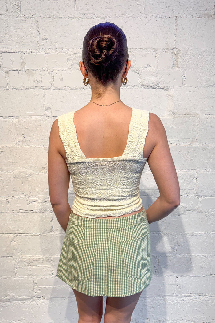 Green Free People Georgie Gingham Micro Skort, skort, skorts, skirt, skirts, dallas boutique, boutique