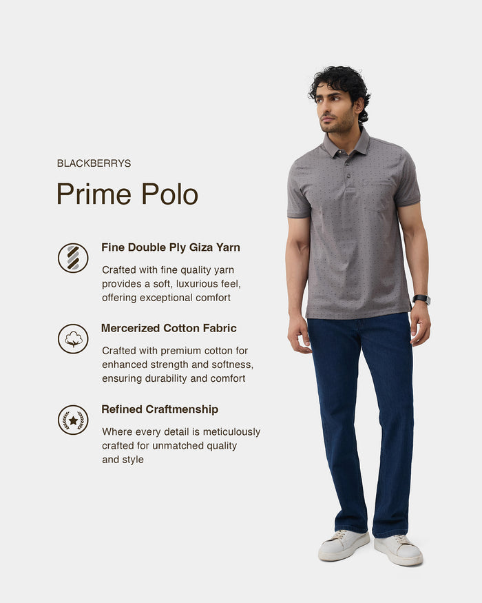 Front Gray Printed Polo - Kima