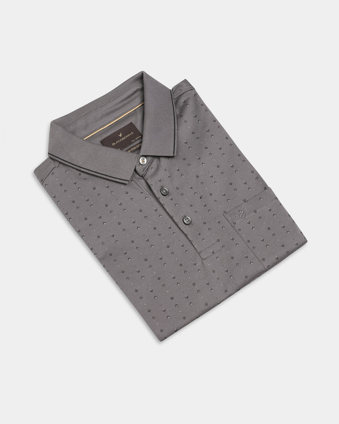 Front Gray Printed Polo - Kima