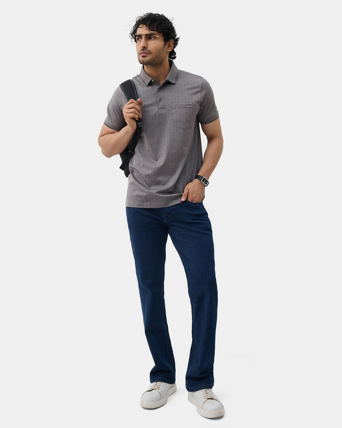 Front Gray Printed Polo - Kima