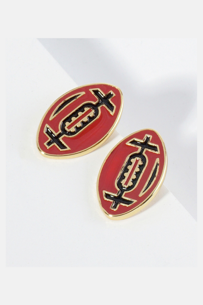 GameDay Dipped Football Stud Earrings-Red