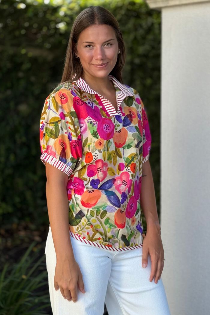 Garden Gala Mock-Neck Top in Fuchsia