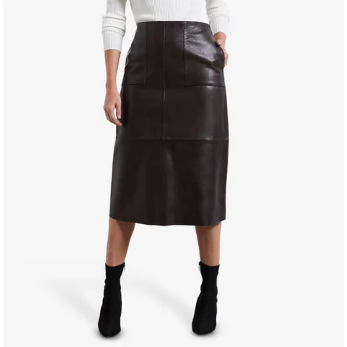 Genuine Lambskin Leather Straight Skirt