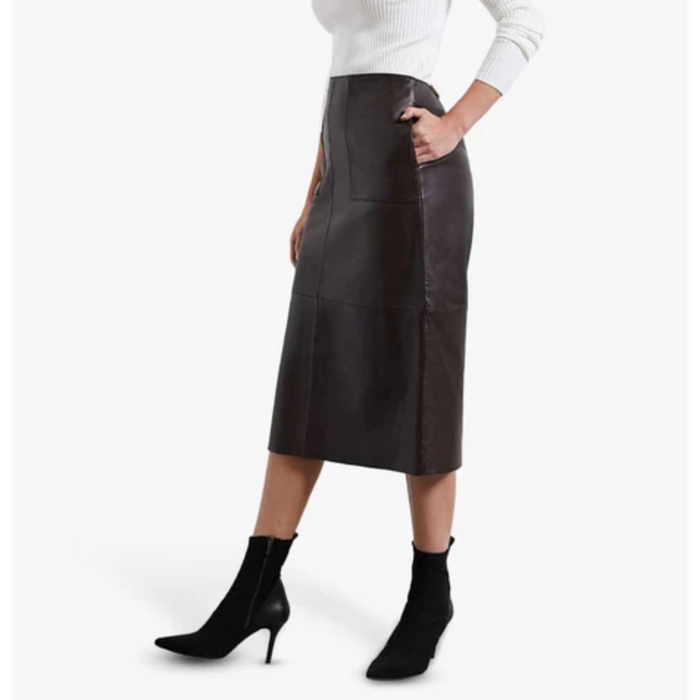 Genuine Lambskin Leather Straight Skirt