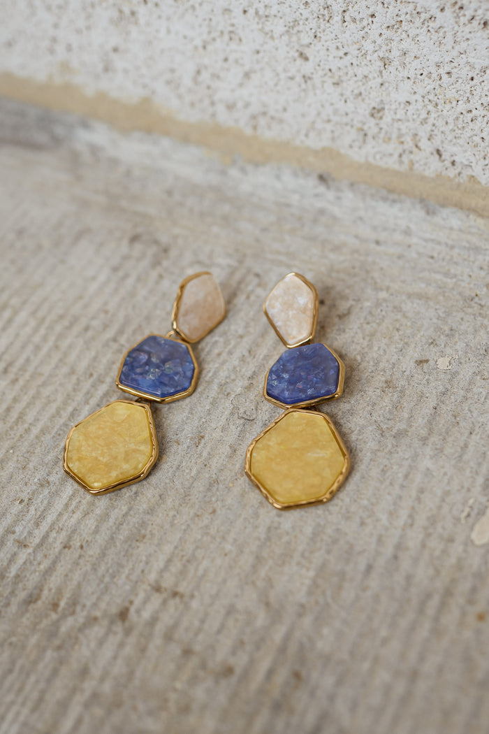 Gold and Blue Palo Earrings