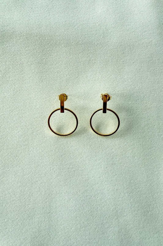 Gold Bar and Circle Drop Earrings, Gold Earrings, Earrings, Jewelry, Adeline Boutique, Dallas Boutique, Boutique Jewelry