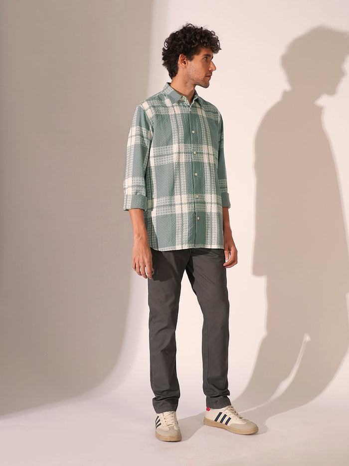 Green Check Cotton Shirt