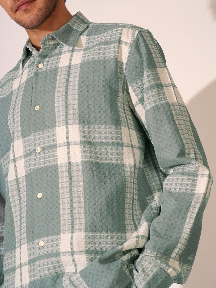 Green Check Cotton Shirt