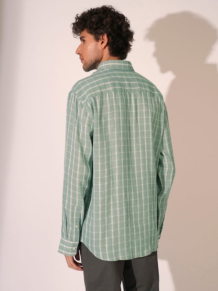 Green Check Print Full Sleeves Shirt