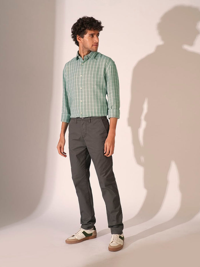 Green Check Print Full Sleeves Shirt