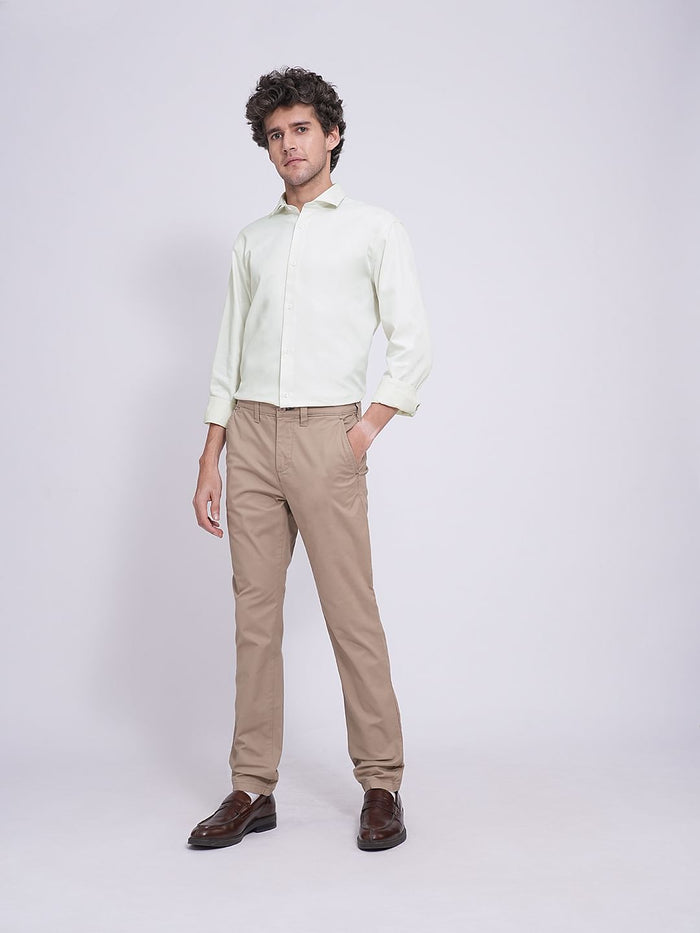 Green Dobby Cotton Full Sleeves Shirt