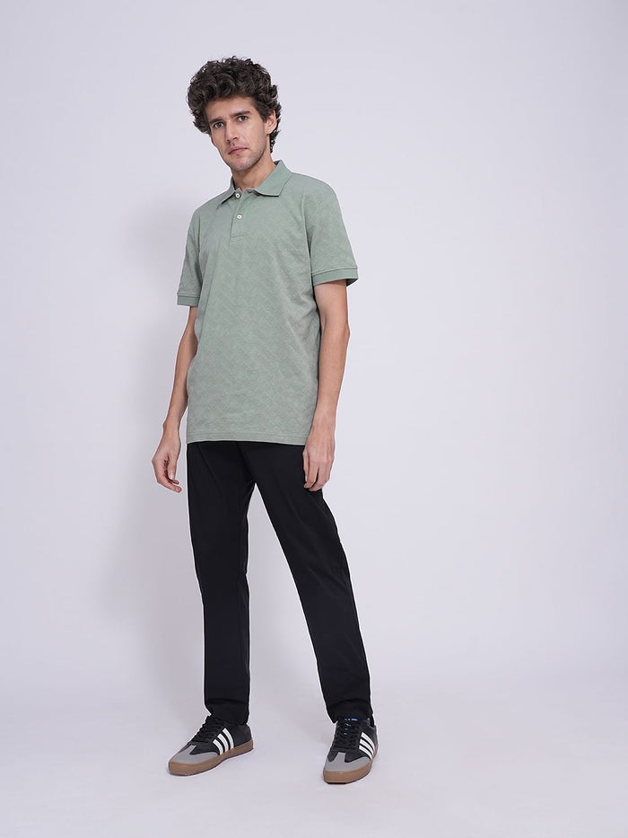 Green Jacquard Organic Cotton Polo