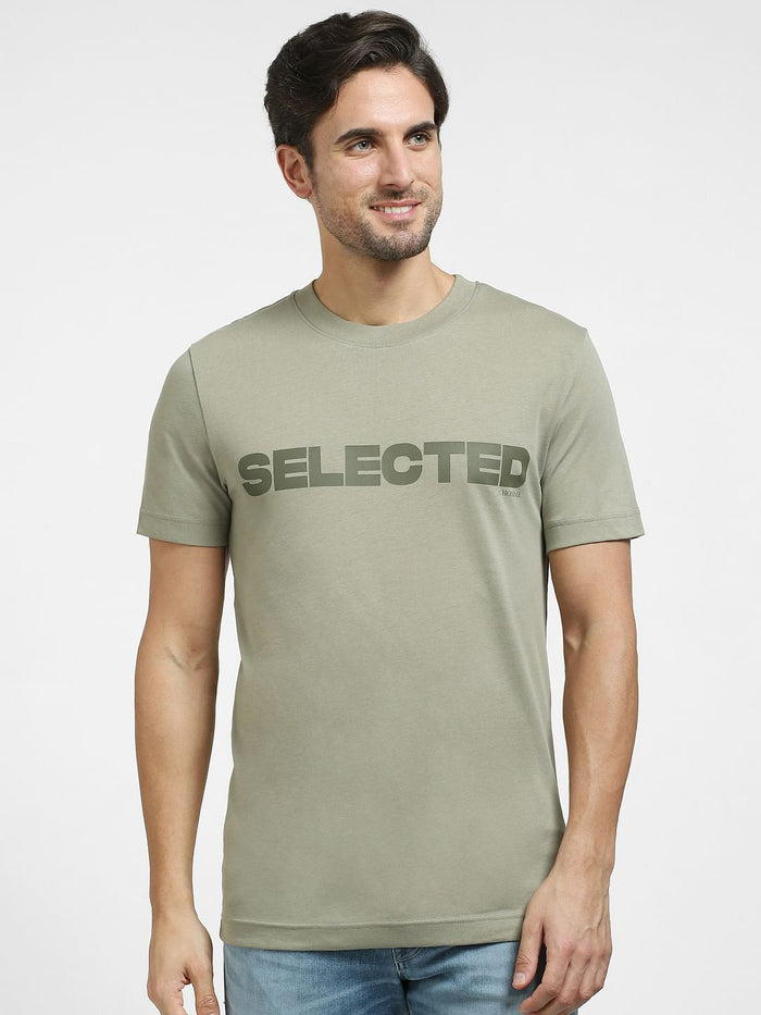 Green Logo Print Organic Cotton T-shirt