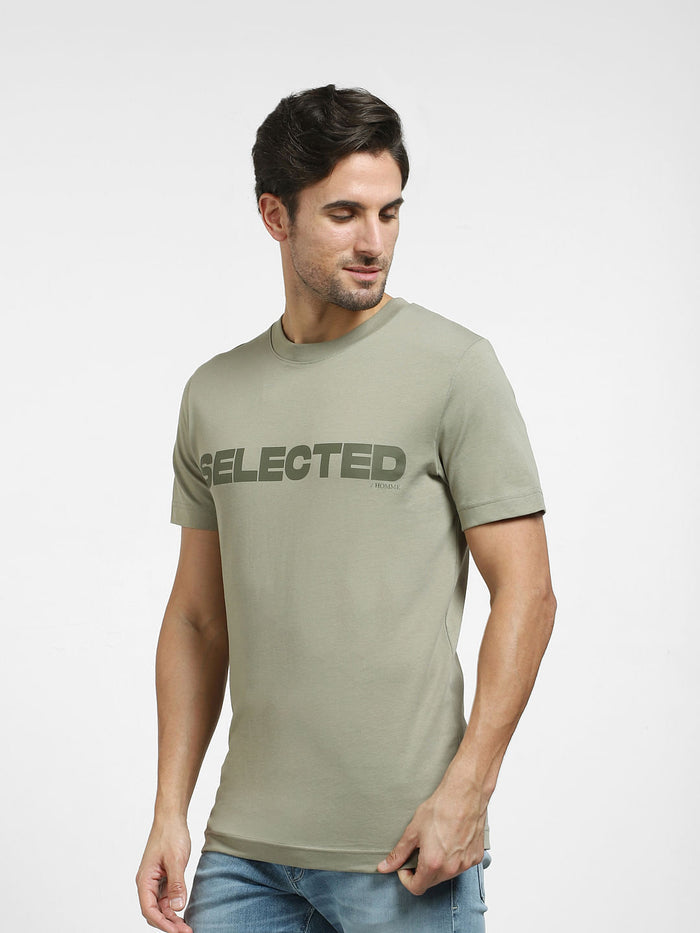 Green Logo Print Organic Cotton T-shirt
