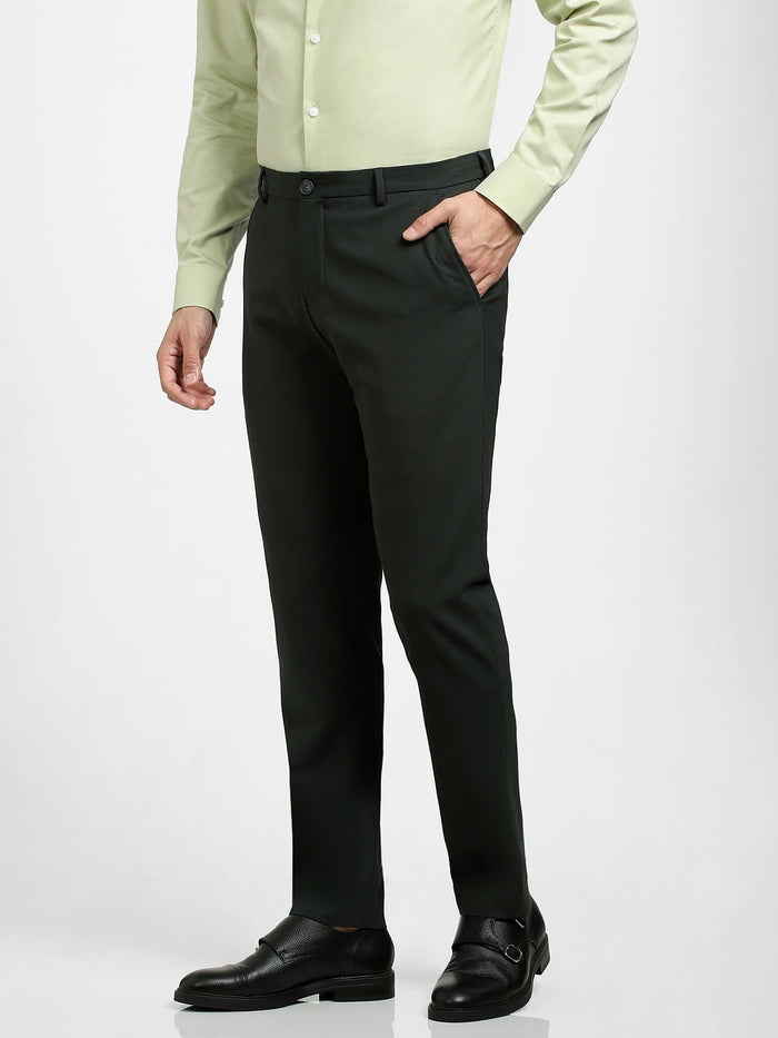 Green Mid Rise Formal Suit-Set Trousers