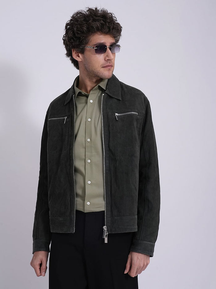 Green Organic Cotton Slim Fit Shirt