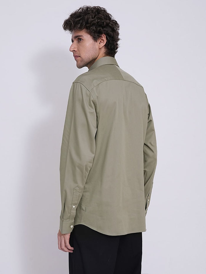 Green Organic Cotton Slim Fit Shirt