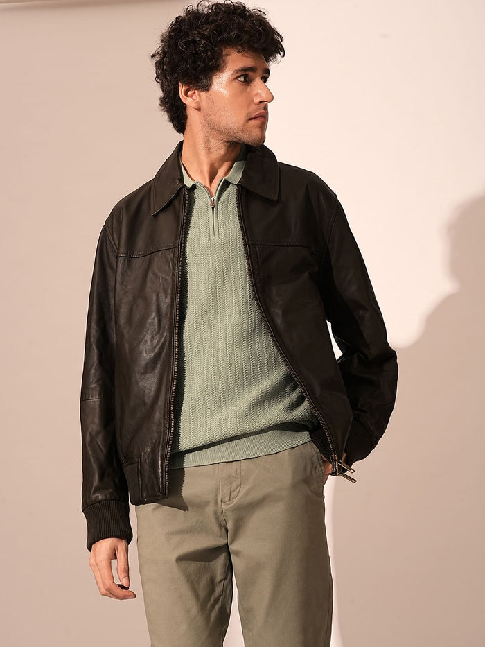 Green Organic Cotton Zip Polo