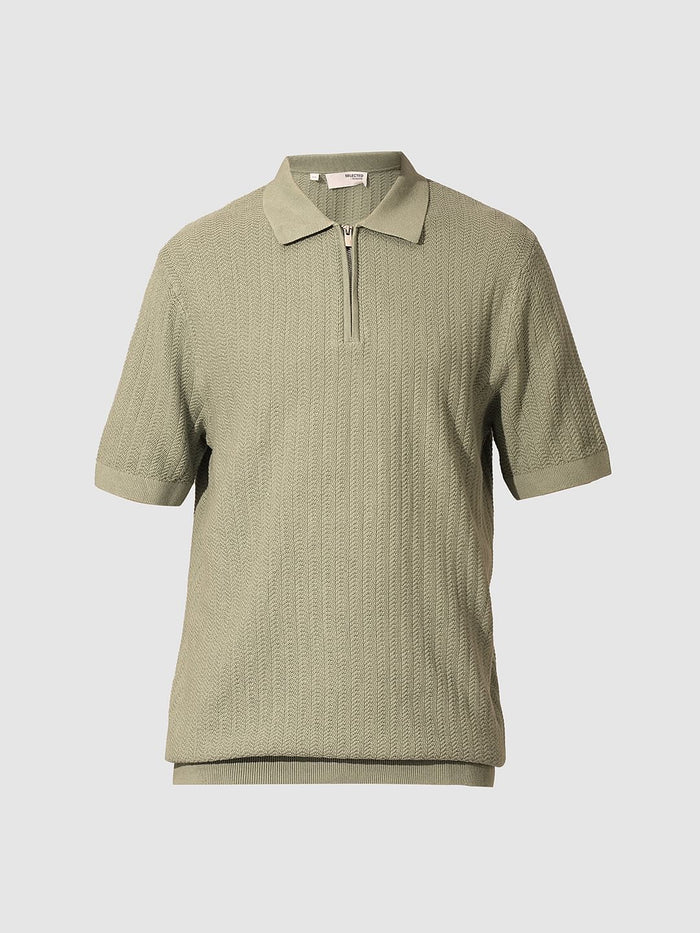 Green Organic Cotton Zip Polo
