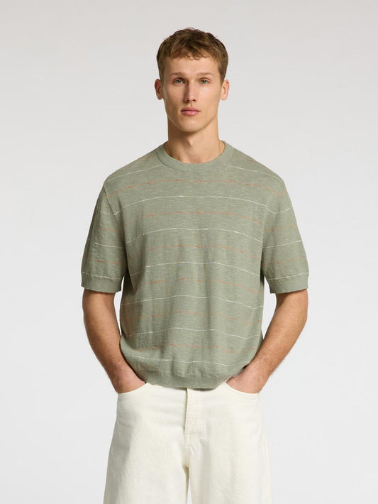 Green Striped Knitted T-Shirt