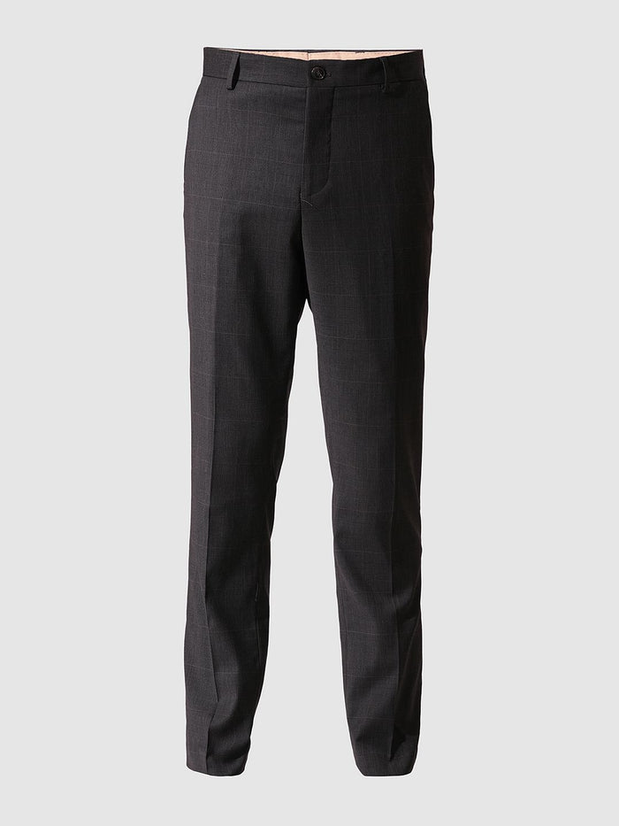 Grey Check Print Suit Set Trousers