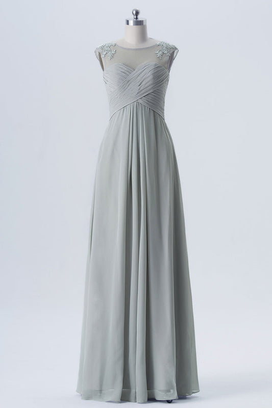 Grey Chiffon Sweetheart Backless Mother of the Bride Dress