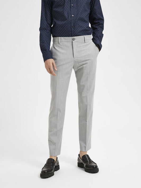 Grey Mid Rise Suit-Set Trousers