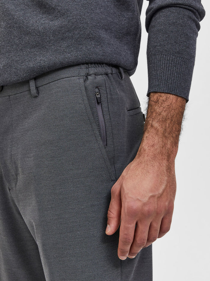 Grey Mid Rise Tailored Trousers