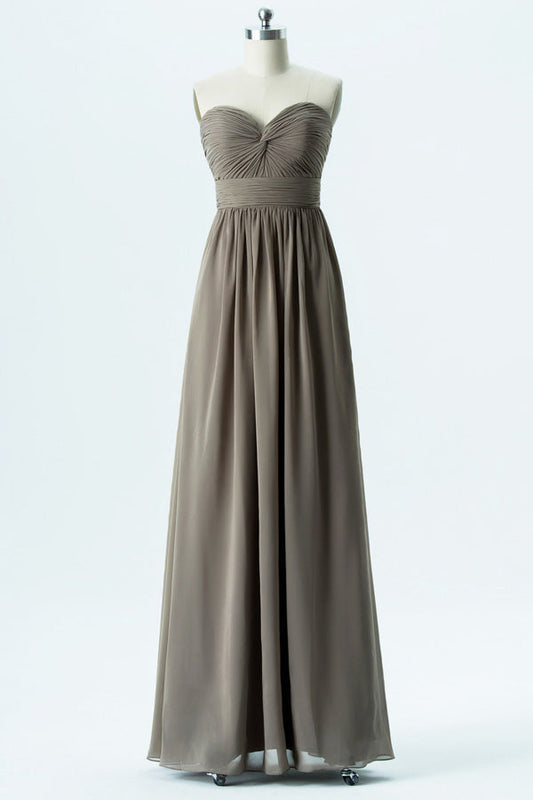 Grey Sweetheart Twist-Front Bridesmaid Dress