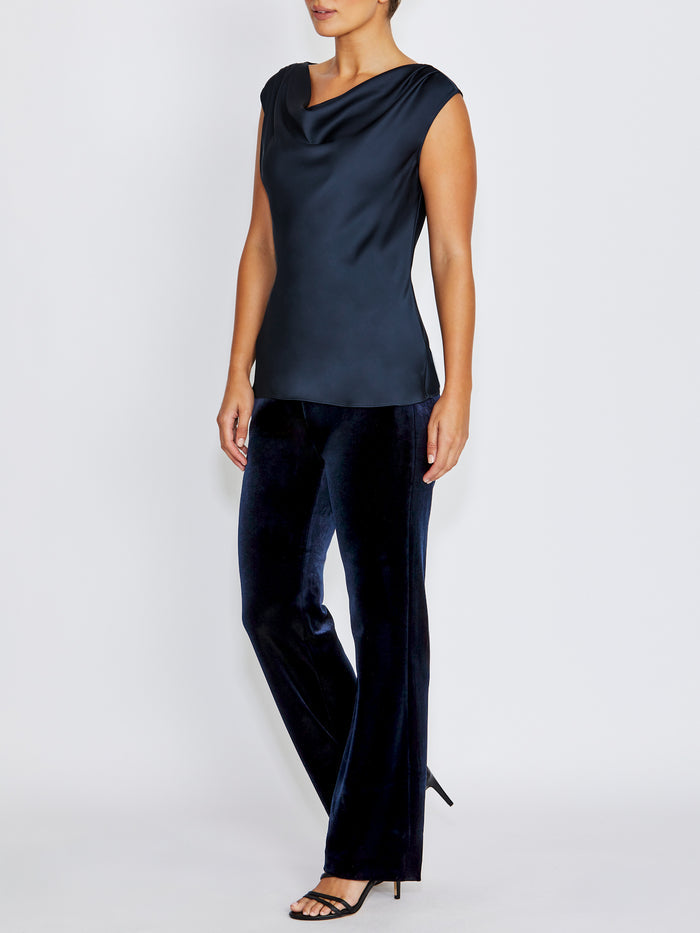 Harmony Navy Cowl Neck Top