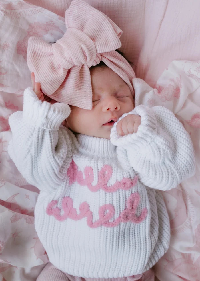 'Hello World' Chunky Knit Jumper - Milk