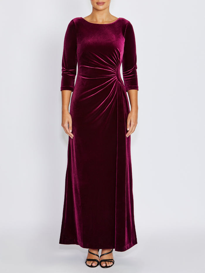 Huxley Dark Berry Velour Gown
