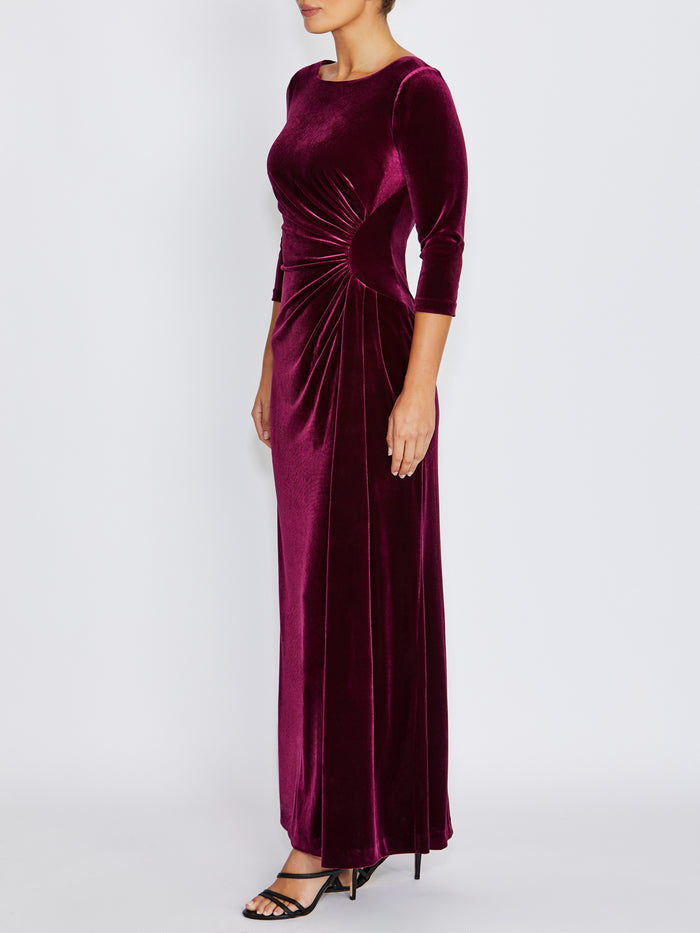 Huxley Dark Berry Velour Gown