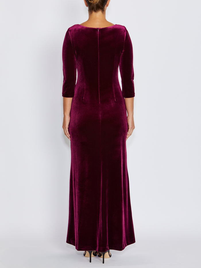 Huxley Dark Berry Velour Gown