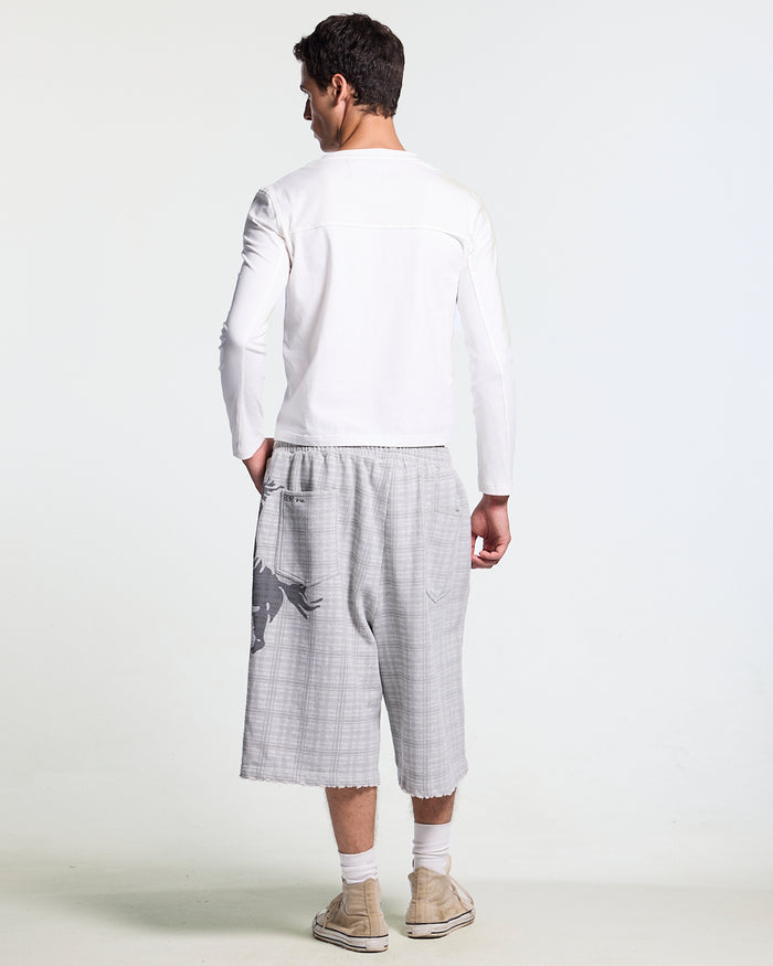 IDENTITY LONGSLEEVE WHITE - white embroidered longsleeve tee, back view on male model - Cold Culture