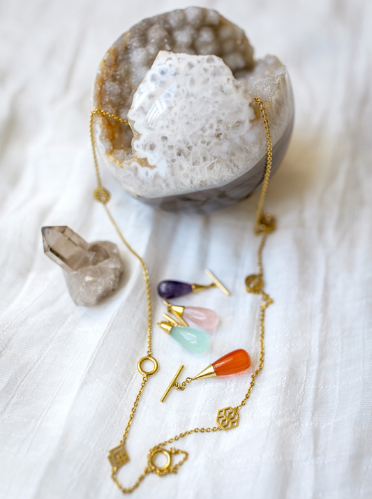 infinity gemstone necklace brass